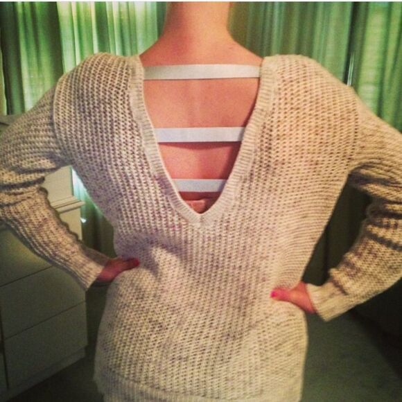 Trouvé Marled Knit Cut Out Sweater Light Gray & White Women’s US Size Small - Picture 6 of 6